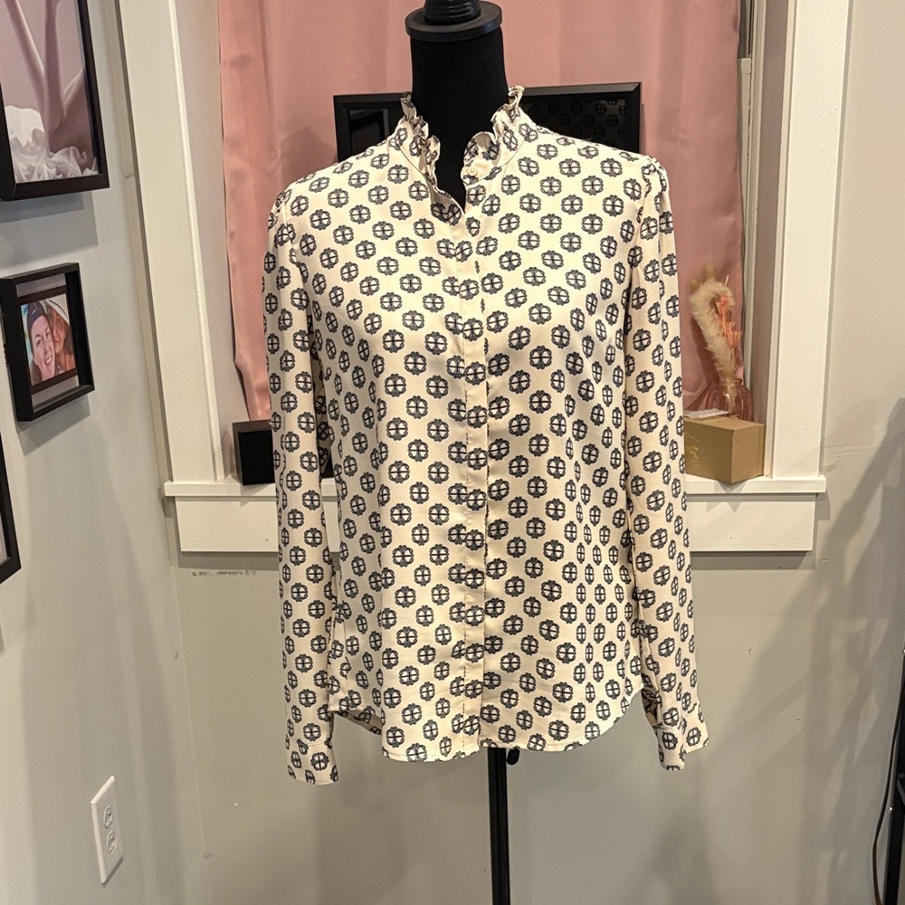 Express Cream and Black Patterned Blouse